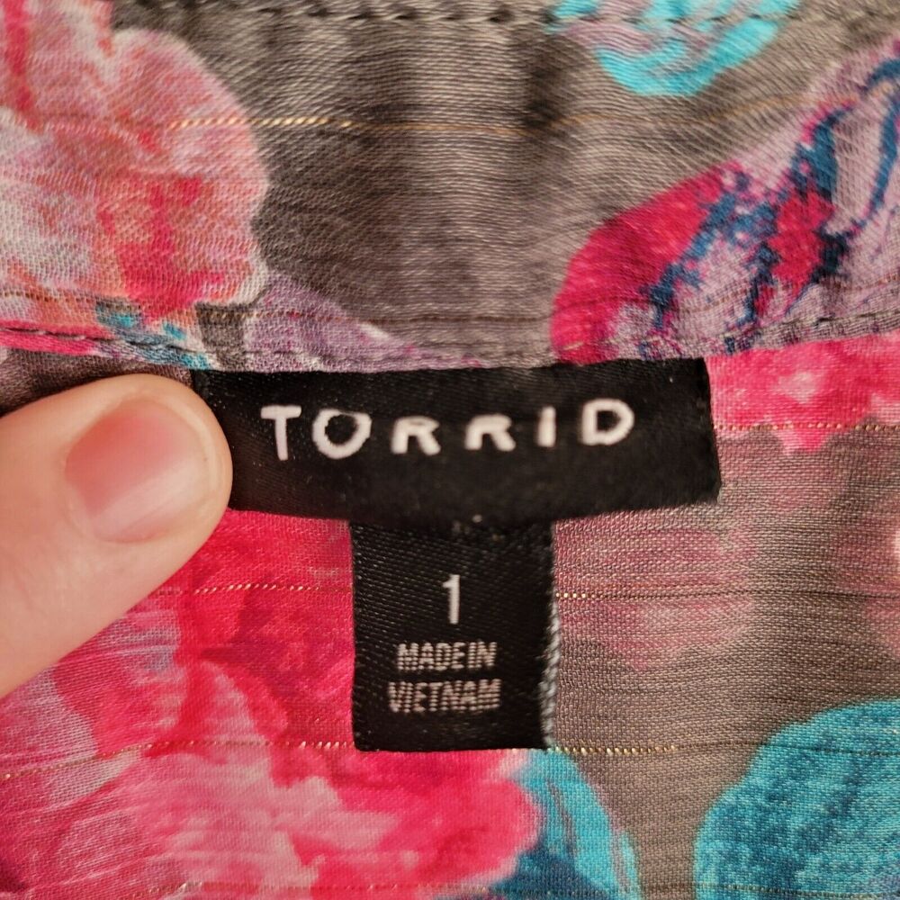 torrid Pink Floral Midi Dress with Blue Accents - Picture 2 of 14